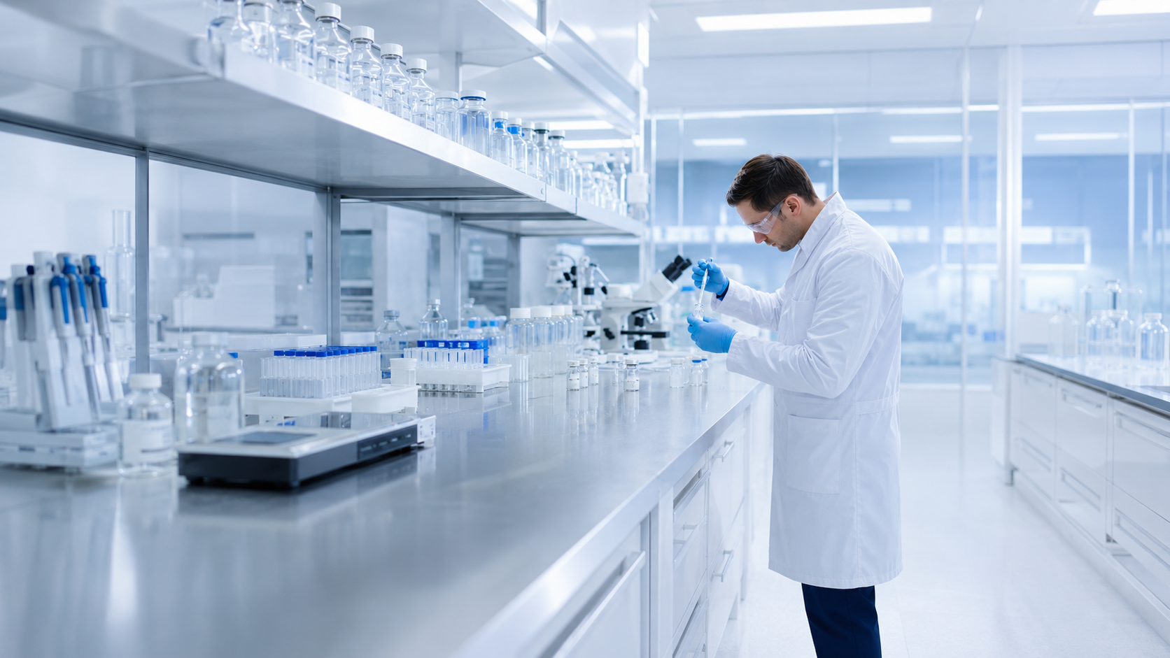 Wholesale research peptides — researcher working in a synthesis laboratory
